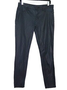 Blank NYC Dressy Jeans Jet Black Shimmer Stretch Denim Mid-Rise Skinny  Sz 31